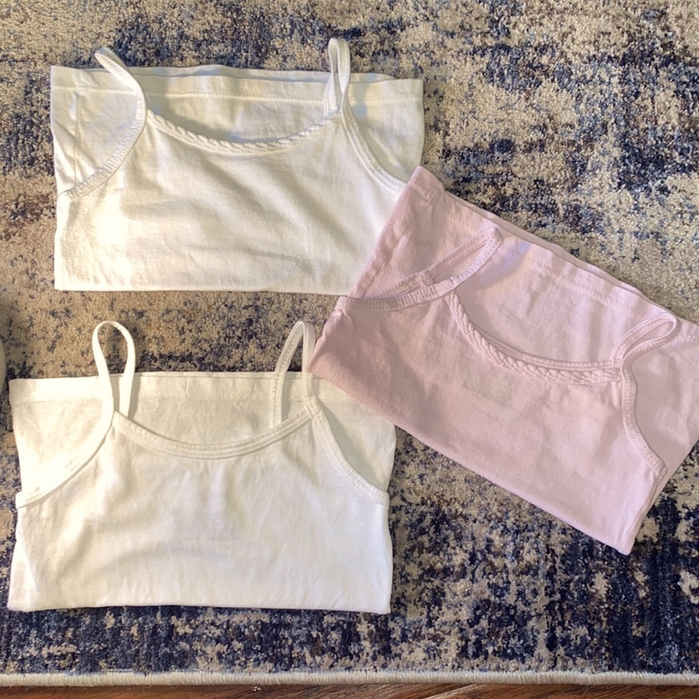 Hanes 4T camisoles undershirts tank top set of 3 shirts color: 2 white, 1 pastel - Picture 6 of 7